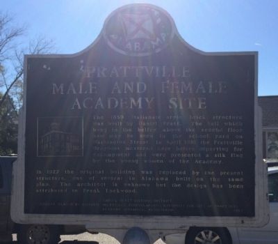 Prattville Male and Female Academy Site Marker. Click for full size. Prattville Male and Female Academy Site Marker image. Click for full size.