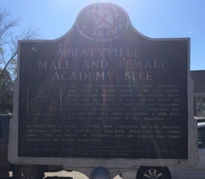 Prattville Male and Female Academy Site Marker image. Click for full size.