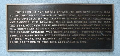 Bank of California Plaque image. Click for full size.
