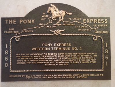 Pony Express plaque in the lobby of the Trans-America Building image. Click for full size.