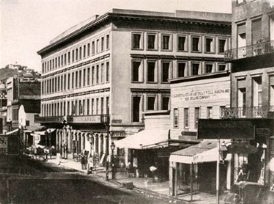 The Montgomery Block in the 1860s. image. Click for full size.