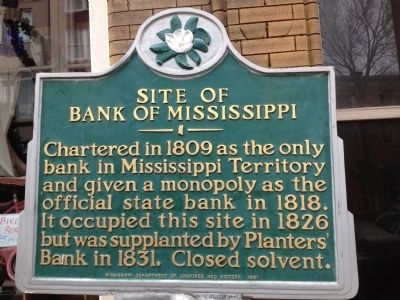 Site of Bank of Mississippi Marker image. Click for full size.