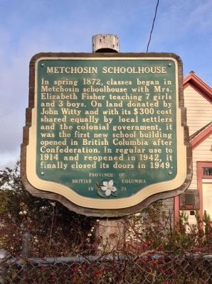Metchosin Schoolhouse Marker. Click for full size. Metchosin Schoolhouse Marker image. Click for full size.