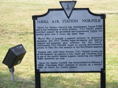 Naval Air Station Norfolk Marker image. Click for full size.