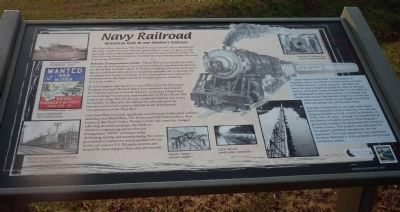 "Navy Railroad" Marker - off Mattingly Street at the west end of the hiker/biker "Rail Trail". Click for full size. "Navy Railroad" Marker - off Mattingly Street at the west end of the hiker/biker "Rail Trail" image. Click for full size.