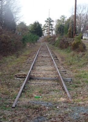 Last remnant of the Navy Railroad track - view from Mattingly St. toward the Naval Weapons Station. Click for full size. Last remnant of the Navy Railroad track - view from Mattingly St. toward the Naval Weapons Station image. Click for full size.