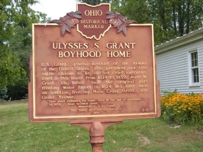 Ulysses S. Grant Boyhood Home Marker. Click for full size. Ulysses S. Grant Boyhood Home Marker image. Click for full size.