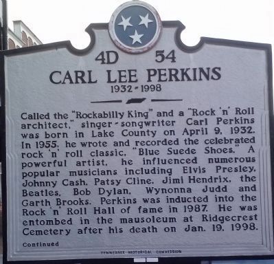 Photo Up-Date - - Carl Lee Perkins Marker Obverse image. Click for full size.