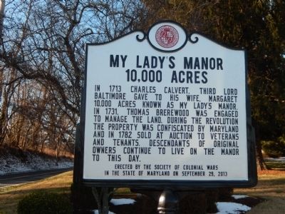 My Lady's Manor 10,000 Acres Marker image. Click for full size.