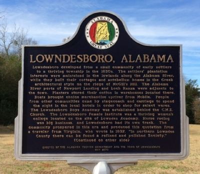 Lowndesboro, Alabama Marker image. Click for full size.