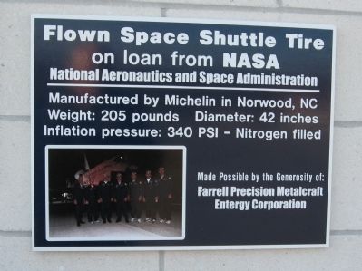 Flown Space Shuttle Tire. Click for full size. Flown Space Shuttle Tire image. Click for full size.