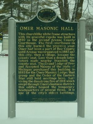 Omer Masonic Hall Marker image. Click for full size.