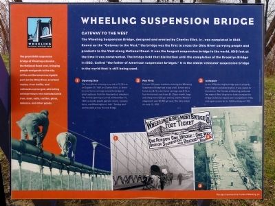 Wheeling Suspension Bridge Marker. Click for full size. Wheeling Suspension Bridge Marker image. Click for full size.