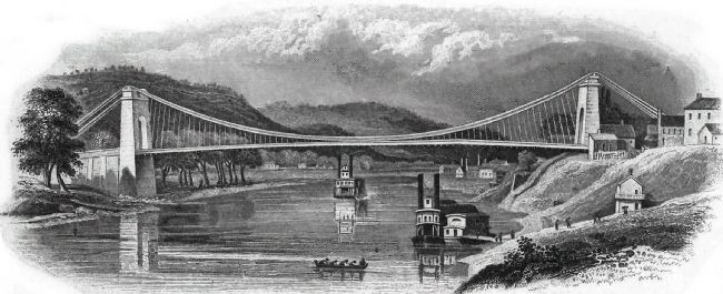 The Wheeling Suspension Bridge. Click for full size. The Wheeling Suspension Bridge image. Click for full size.
