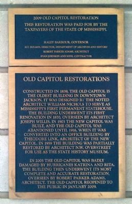 Old Capitol Restorations Plaque. Click for full size. Old Capitol Restorations Plaque image. Click for full size.