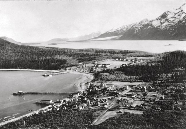 Aerial view of Haines, location of Fort Seward image. Click for full size.