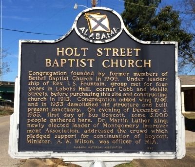 Holt Street Baptist Church Marker. Click for full size. Holt Street Baptist Church Marker image. Click for full size.