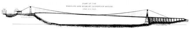 Plan of Wheeling Belmont Suspension Bridge image. Click for full size.
