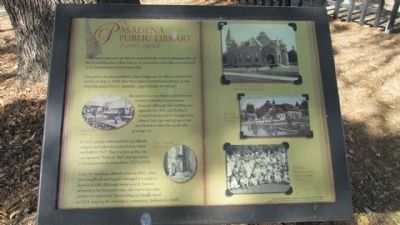 Pasadena Public Library Marker. Click for full size. Pasadena Public Library Marker image. Click for full size.