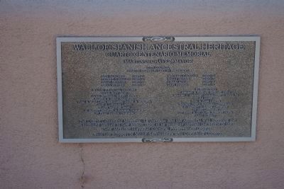 Cuarto Centenario Memorial Marker - Wall of Spanish Ancestral Heritage Plaque image. Click for full size.