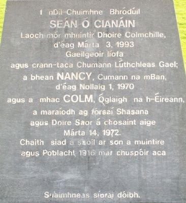 Seán Keenan / Ó Cianáin Marker. Click for full size. Seán Keenan / Ó Cianáin Marker image. Click for full size.