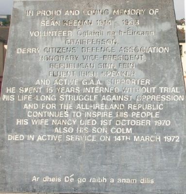 Seán Keenan / Ó Cianáin Marker. Click for full size. Seán Keenan / Ó Cianáin Marker image. Click for full size.