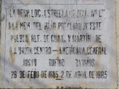 Justo Rufino Barrios Marker. Click for full size. Justo Rufino Barrios Marker image. Click for full size.