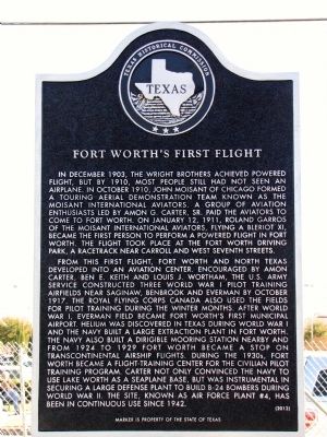 Fort Worth's First Flight Marker image. Click for full size.