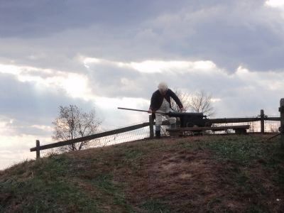 American Artilleryman Loads a Cannon in Fort Mifflin. Click for full size. American Artilleryman Loads a Cannon in Fort Mifflin image. Click for full size.