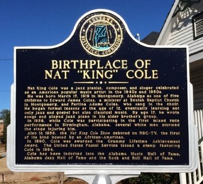 Birthplace of Nat "King" Cole Marker image. Click for full size.