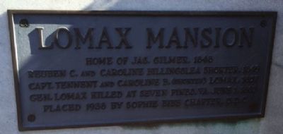 Lomax House Plaque. Click for full size. Lomax House Plaque image. Click for full size.