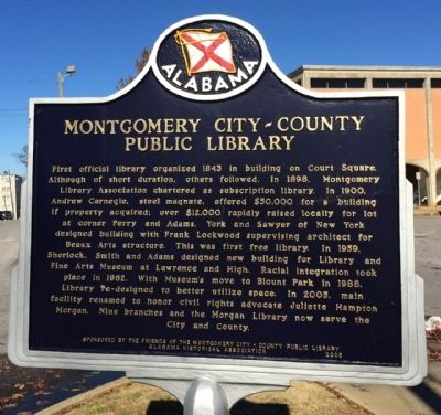 Montgomery City-County Public Library Marker image. Click for full size.