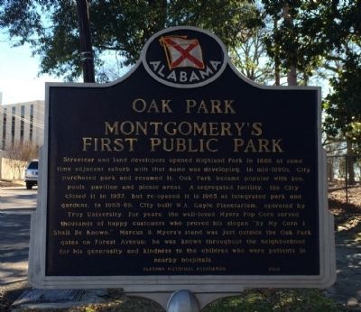 Oak Park Montgomery's First Public Park Marker image. Click for full size.