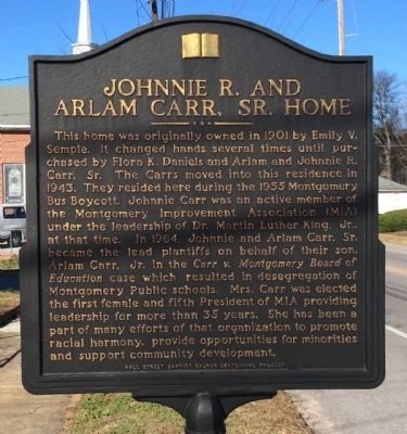 Johnnie R. and Arlam Carr, Sr. Home Marker image. Click for full size.