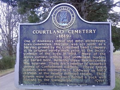 Courtland Cemetery Marker. Click for full size. Courtland Cemetery Marker image. Click for full size.