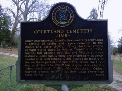Courtland Cemetery Marker. Click for full size. Courtland Cemetery Marker image. Click for full size.