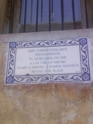 Pedro Cofiño and Ramon Palencia Shot by Firing Squad Marker. Click for full size. Pedro Cofiño and Ramon Palencia Shot by Firing Squad Marker image. Click for full size.