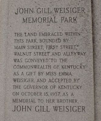 John Gill Weisiger Memorial Park Marker (overse) image. Click for full size.