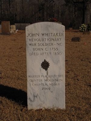 John Whitaker grave marker. Click for full size. John Whitaker grave marker image. Click for full size.