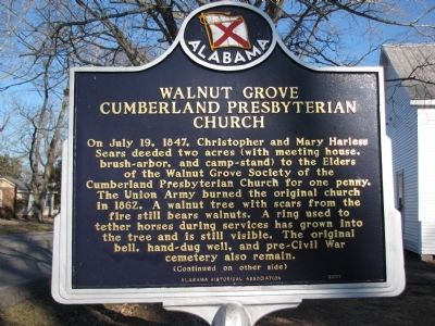 Walnut Grove Cumberland Presbyterian Church Marker image. Click for full size.