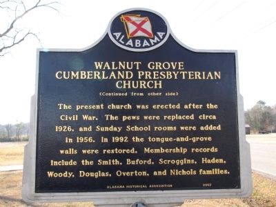 Walnut Grove Cumberland Presbyterian Church Marker image. Click for full size.