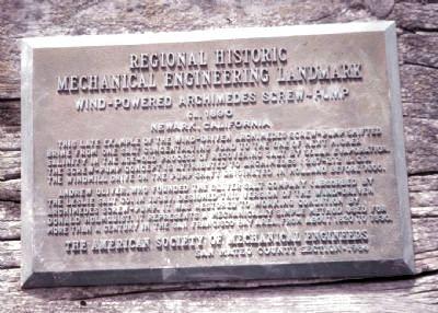 Wind-Powered Archimedes Screw-Pump Marker. Click for full size. Wind-Powered Archimedes Screw-Pump Marker image. Click for full size.