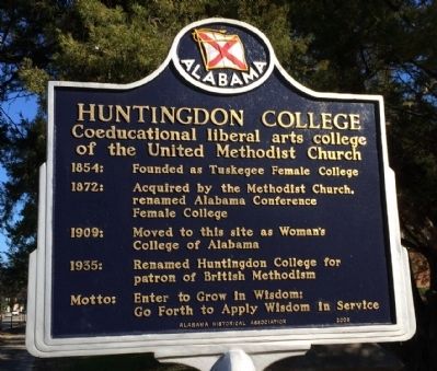 Huntingdon College Marker. Click for full size. Huntingdon College Marker image. Click for full size.
