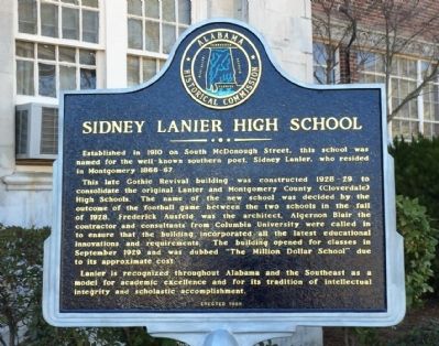 Sidney Lanier High School Marker image. Click for full size.