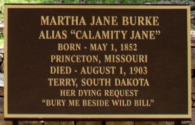 Martha Jane Burke Marker. Click for full size. Martha Jane Burke Marker image. Click for full size.