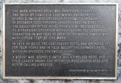 Mark Hopkins Hotel Marker image. Click for full size.