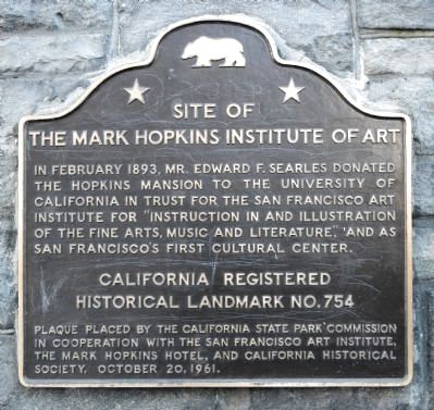Site of the Mark Hopkins Institute of Art Marker image. Click for full size.