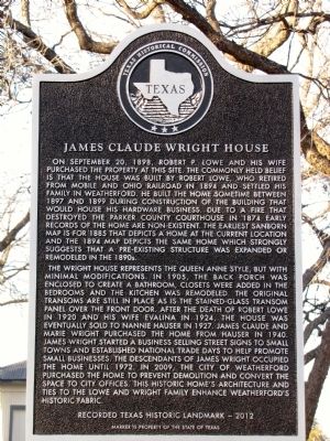 James Claude Wright House Texas Historical Marker image. Click for full size.