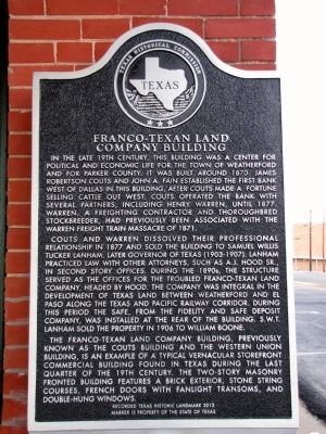 Franco-Texan Land Company Building Texas Historical Marker image. Click for full size.