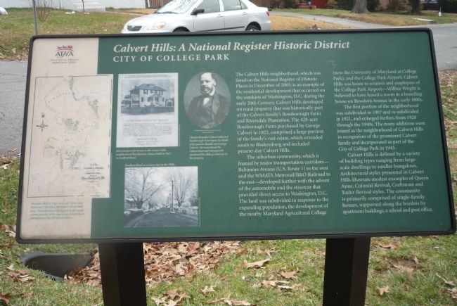 <i>Calvert Hills: A National Register Historic District</i> Marker. Click for full size. <i>Calvert Hills: A National Register Historic District</i> Marker image. Click for full size.